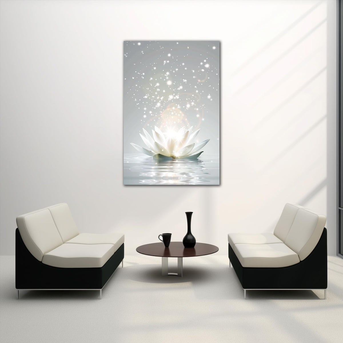 Zen Wall Art White Lotus Flower Canvas Art Print for Spa Bathroom Decor (Zen Stones Canvas Frame-03 / 40"L x 28"W)