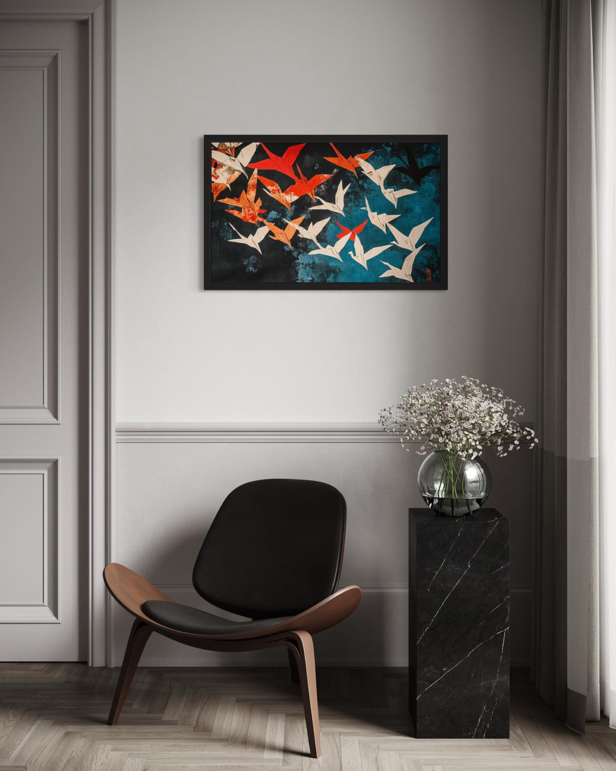 Origami Cranes Unframed Wall Art Print Poster (Origami Cranes / 20"L x 16"W)