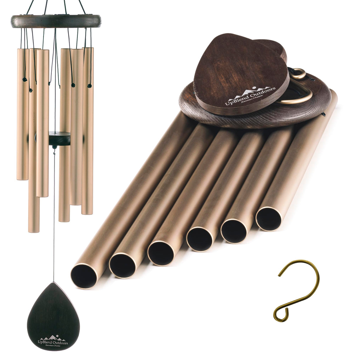 UpBlend 28" Gold Aluminum Wind Chimes for Outside (Gold / 28")