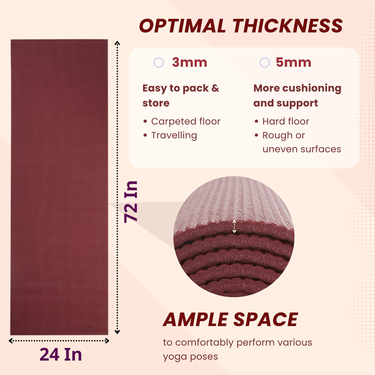 Mat 72 x 24 Inch 5mm (Merlot / 5mm Thick)