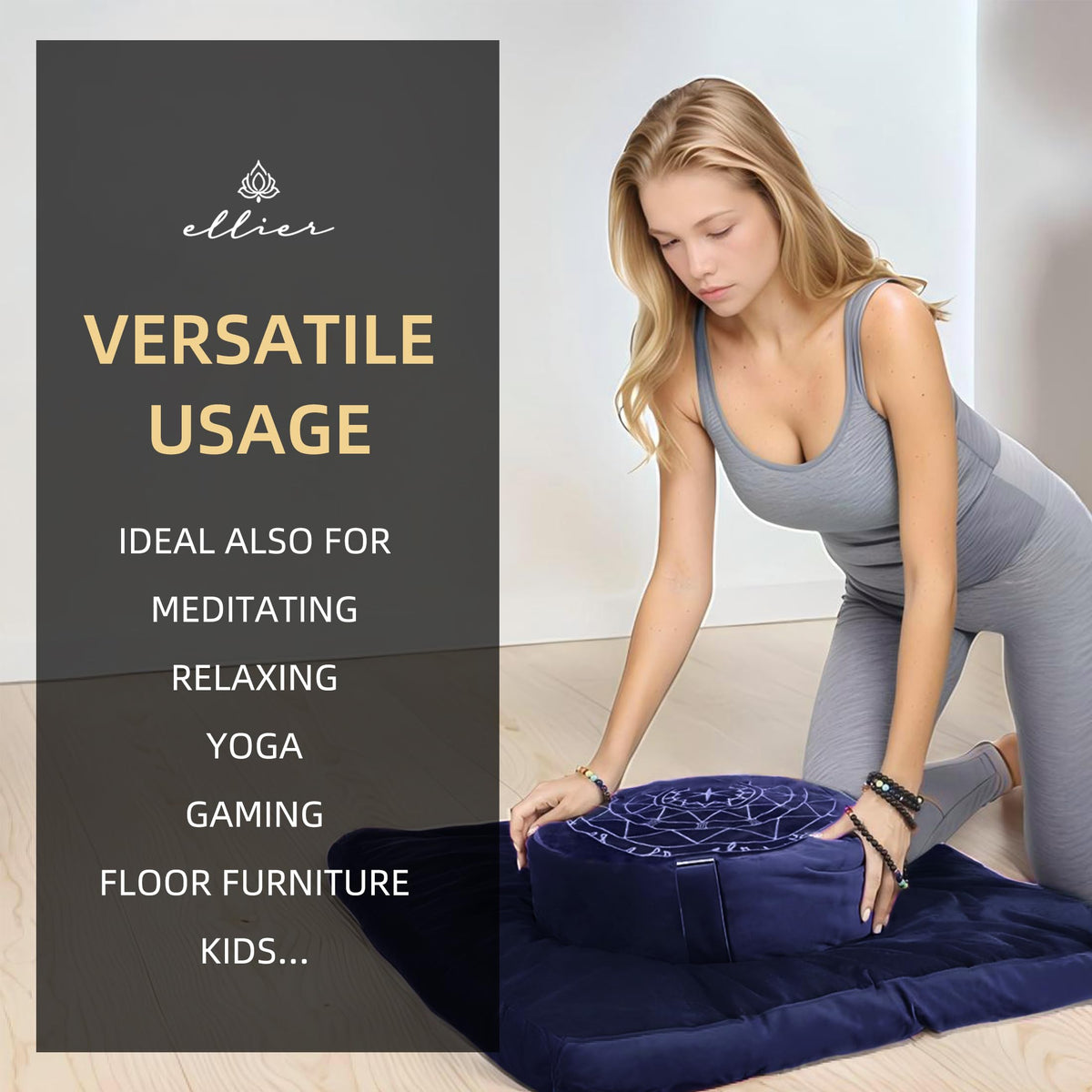 Zafu & Zabuton Meditation Cushion Set (Dark Blue)