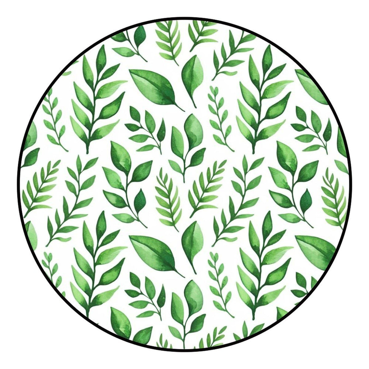 Round Area Rugs 3 FT Washable Non Slip Circle Rug (Green Leaves / 3' (Round))