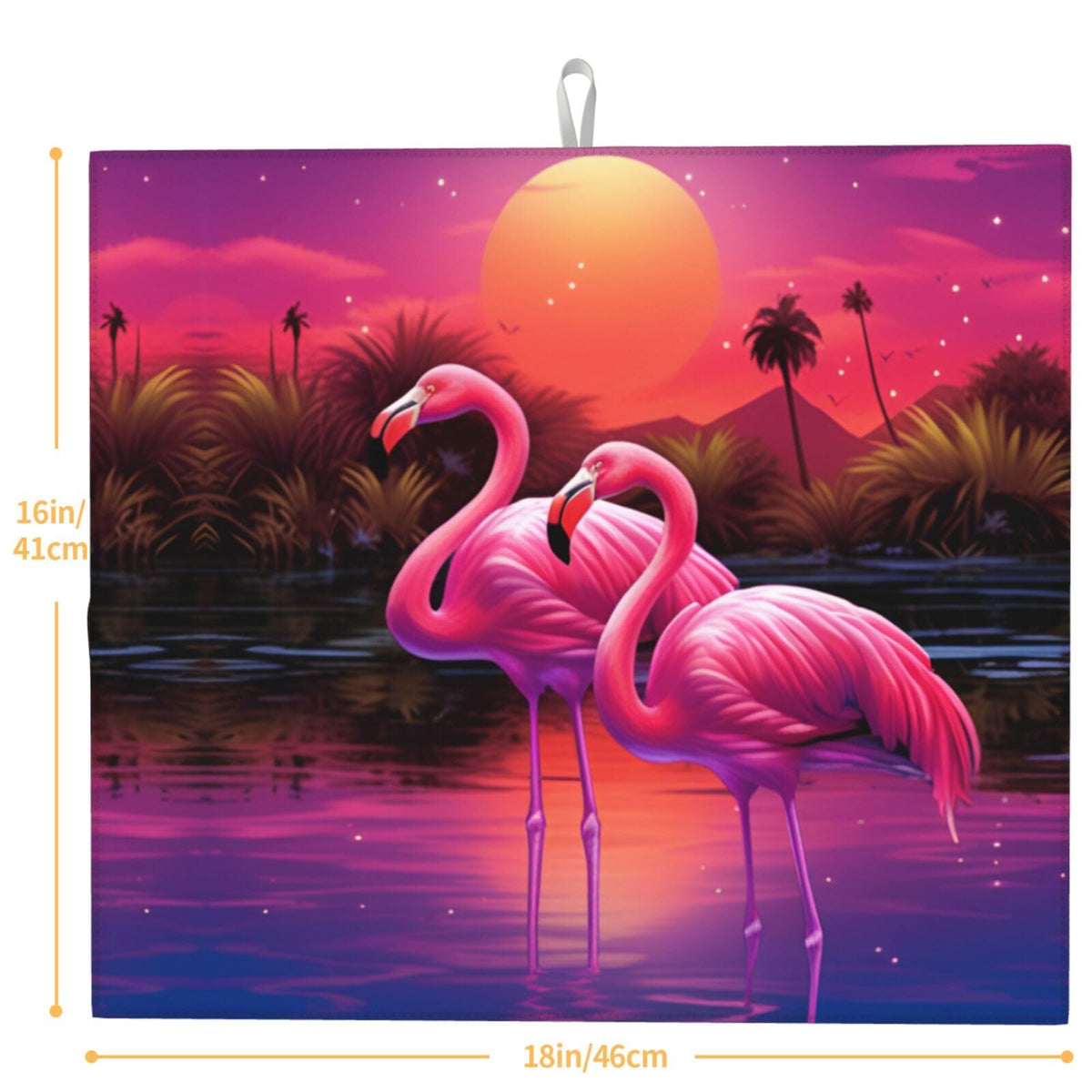 Tropical Plant Pink Flamingo Pair Dish Drying Mat For Kitchen Counter Dry Mats Microfiber Dish Drainer Mat Protector Pad Absorbent Fast Drying Kitchen Must (Tropical Plant Pink Flamingo Pair / 18" x 16")