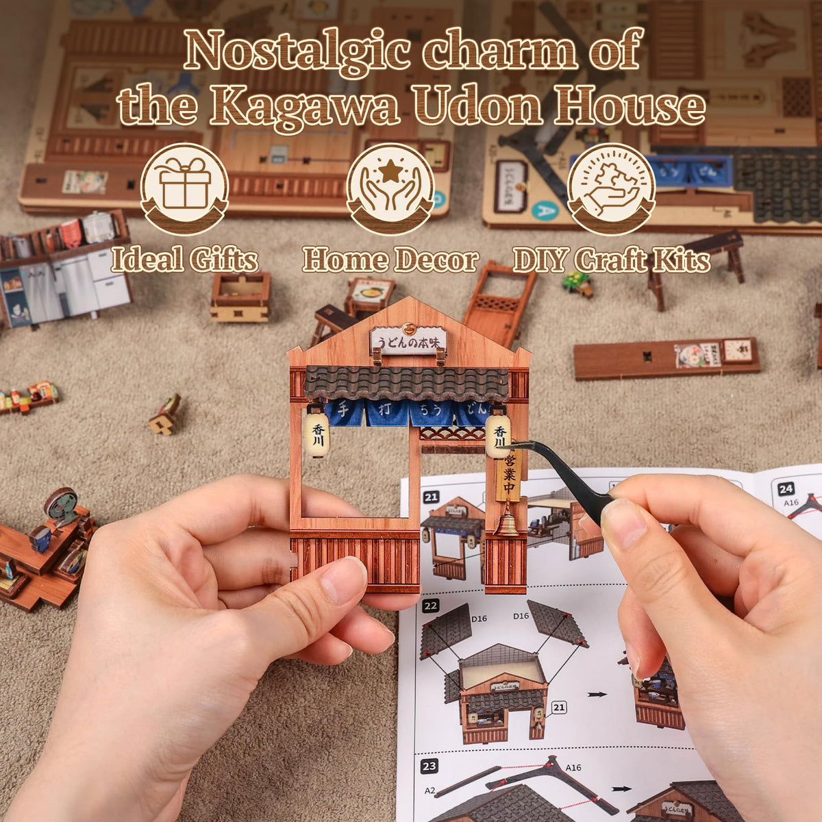 3D Wooden Puzzle Miniature House Kit for Adults