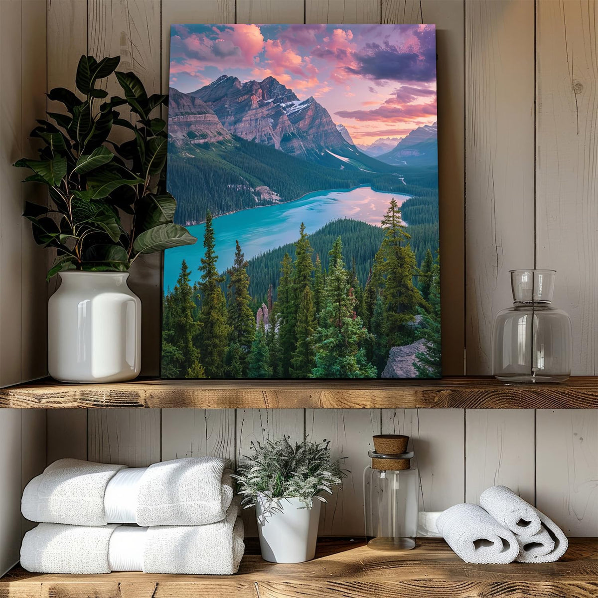 Mountain Wall Art Banff National Park Posters Rocky Mountains Pictures Wall Decor Nature Forest Landscape Canvas Prints Moraine Lake Scenery Painting for Living Room Bedroom Home Decorations 12x16" (16"L x 12"W / Baff National Park)