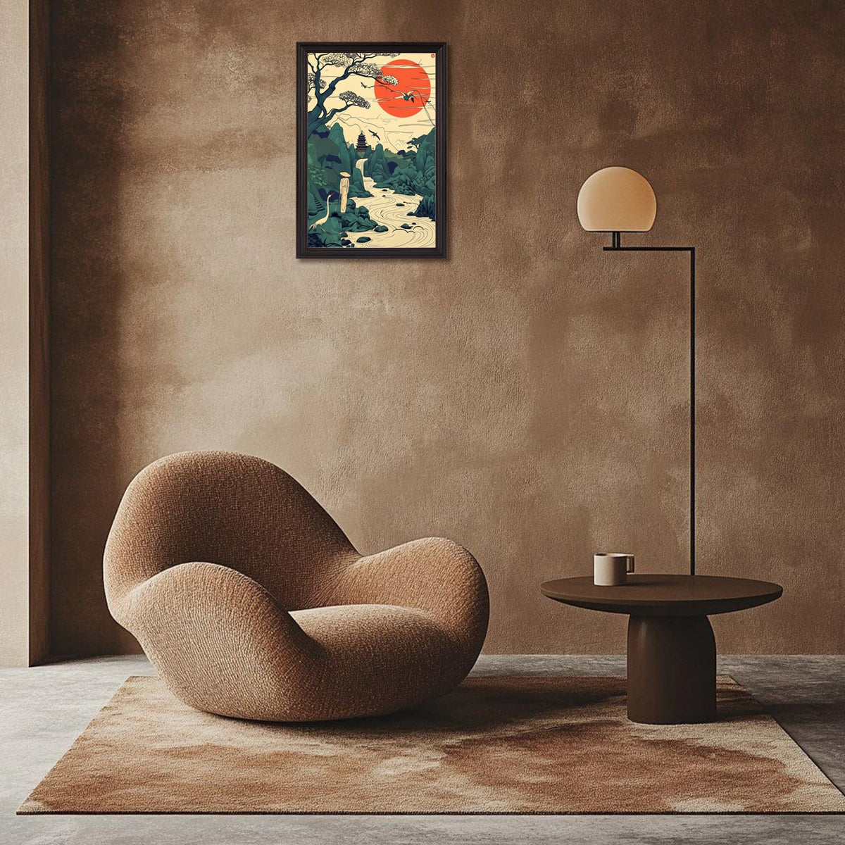 Retro Japanese Ukiyo (Black 04 / 24"L x 36"W)
