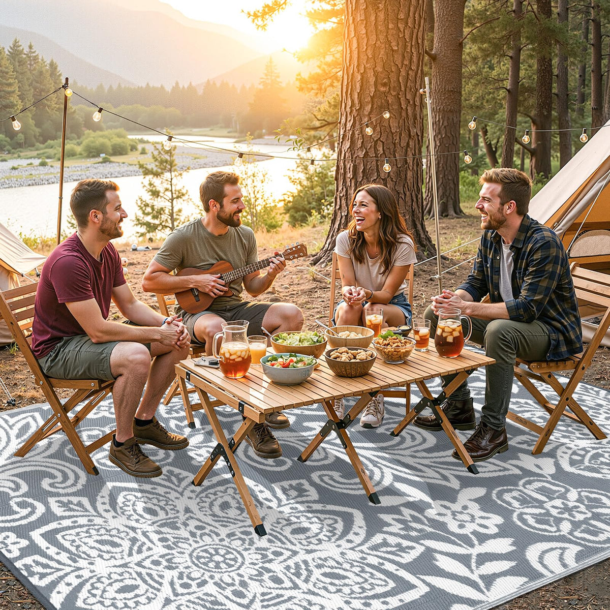 Waterproof Outdoor Rug 5' x 8' (Grey / 5 x 8 Feet)