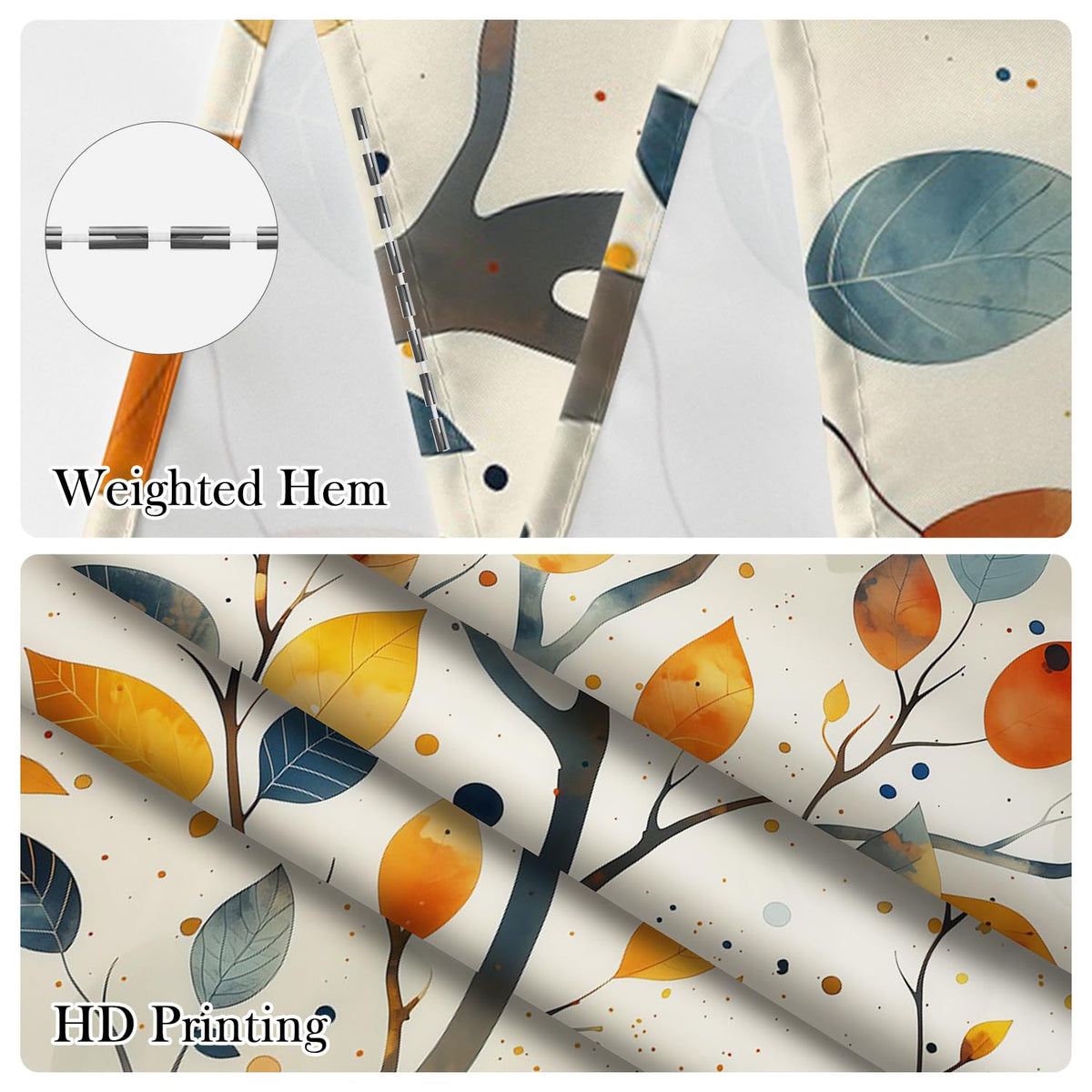 Watercolor Tree Shower Curtain with Hooks (Watercolor Leaf / 72"W x 72"L (Pack of 1))