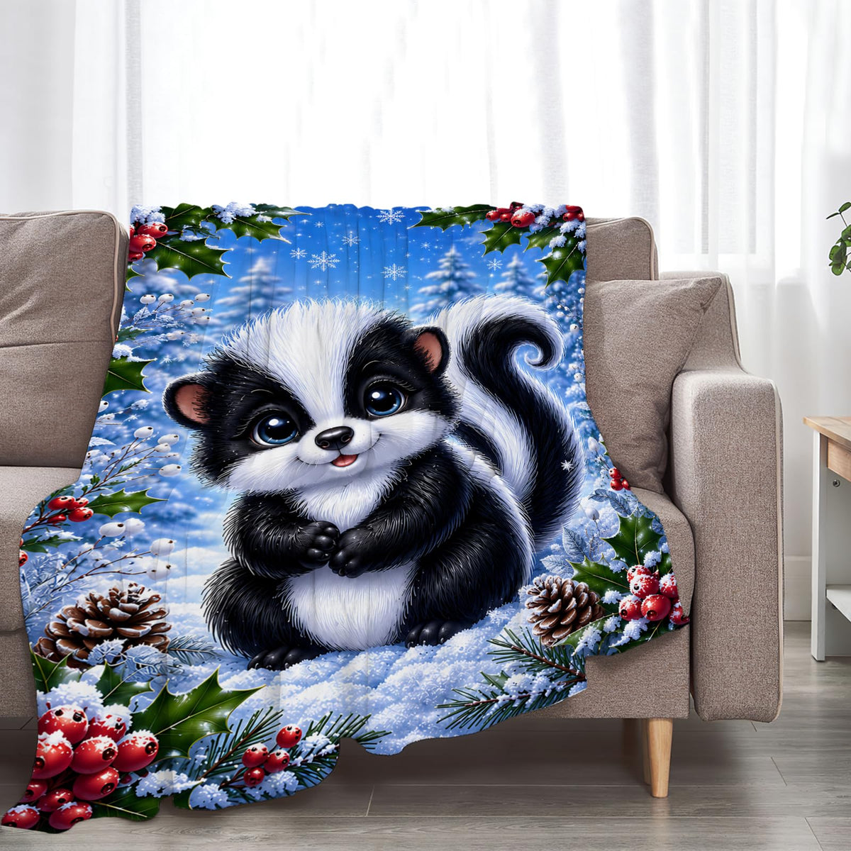 Christmas Skunk Blanket Woodland Animal Gifts Throw Blanket 40"X50" (40"x50" / Skunk)
