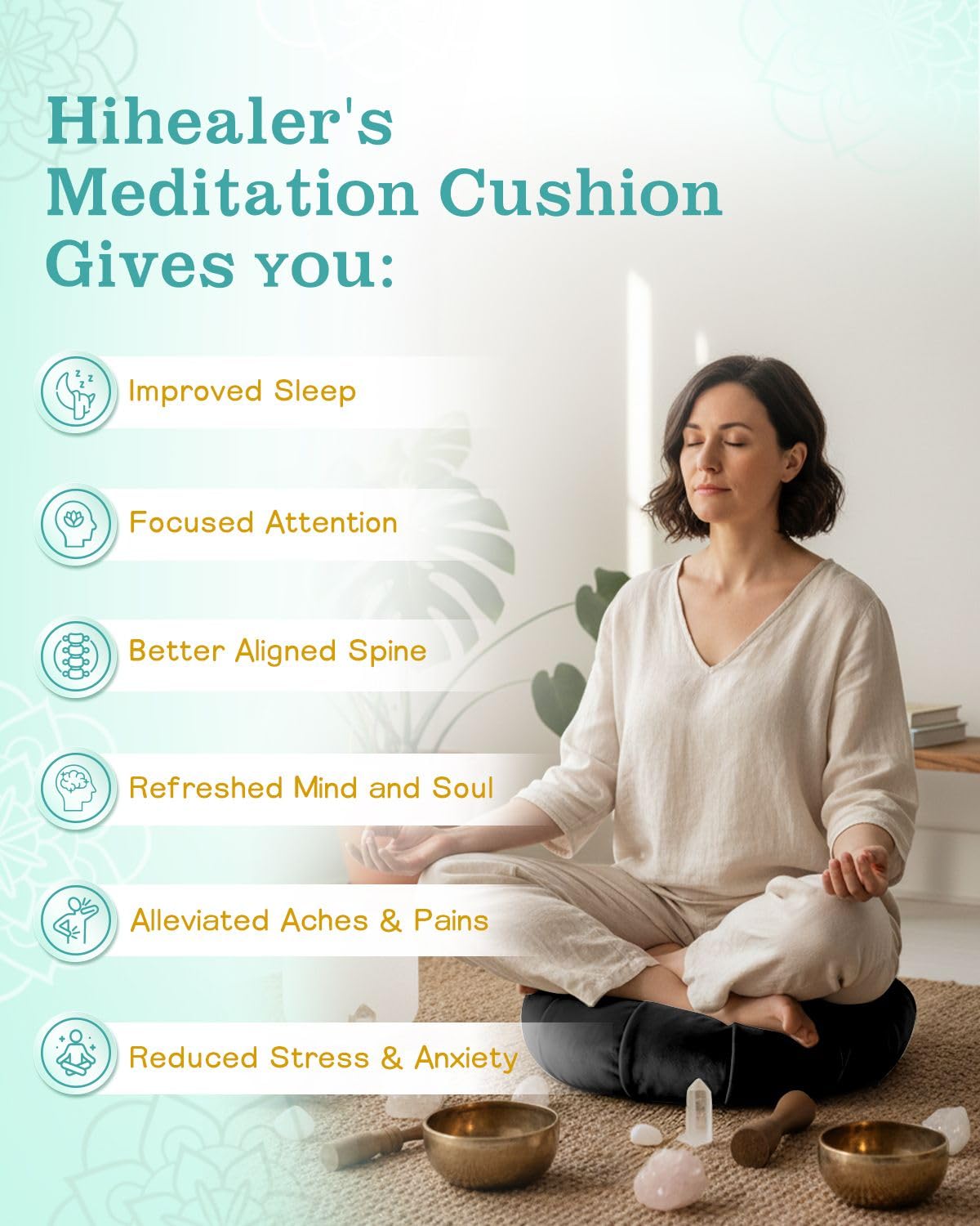 Premium Crescent Meditation Cushion (Black)