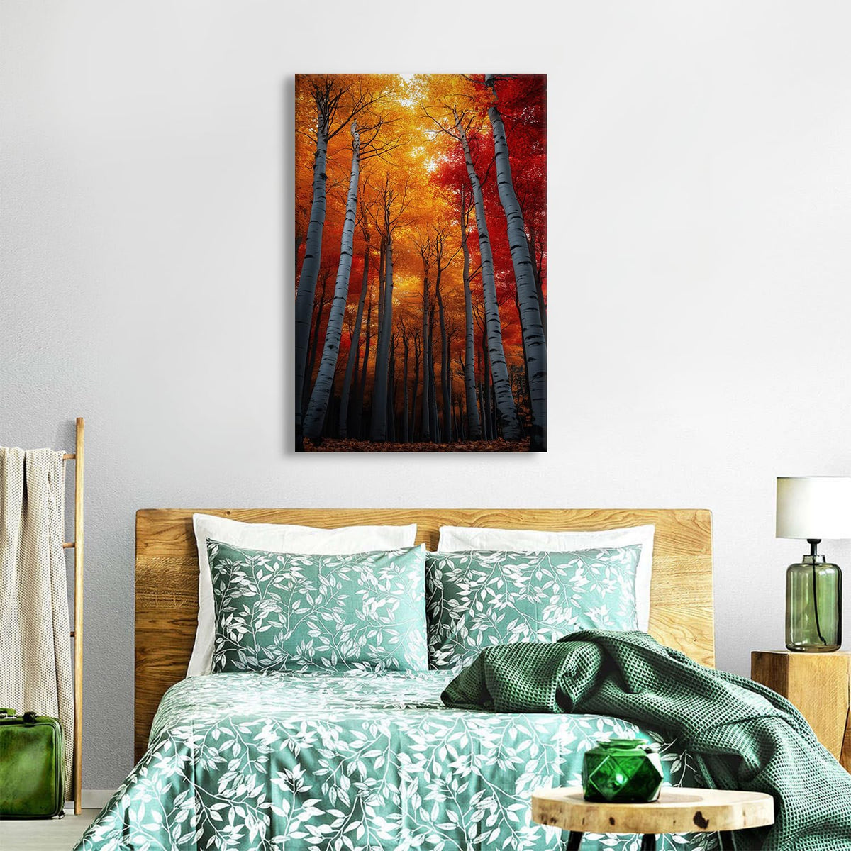 Vintage White Birch Tree Wall Art for Bedroom Nature Autumn Forest Wall Pictures Abstract Golden Leaf Canvas Prints Natural Botanical Photo Paintings Posters Large Artwork Bathroom Decorations 32x48" (32"L x 48"W / Fall01)