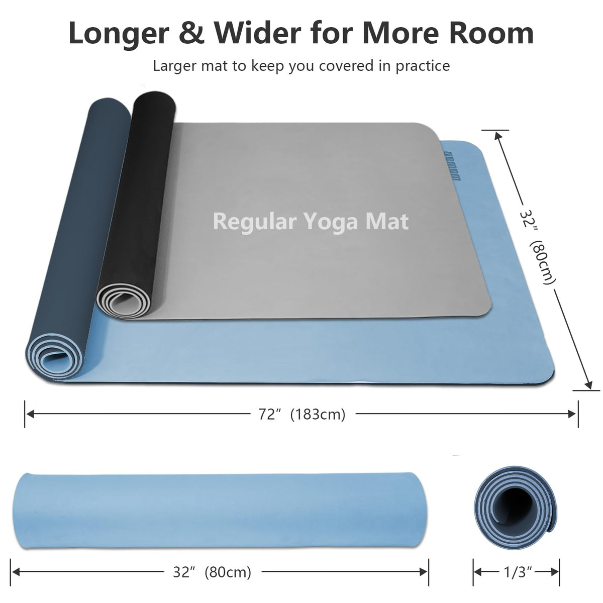 Yoga Mats 80cm Wide 1 (Blue-gray&navy blue)