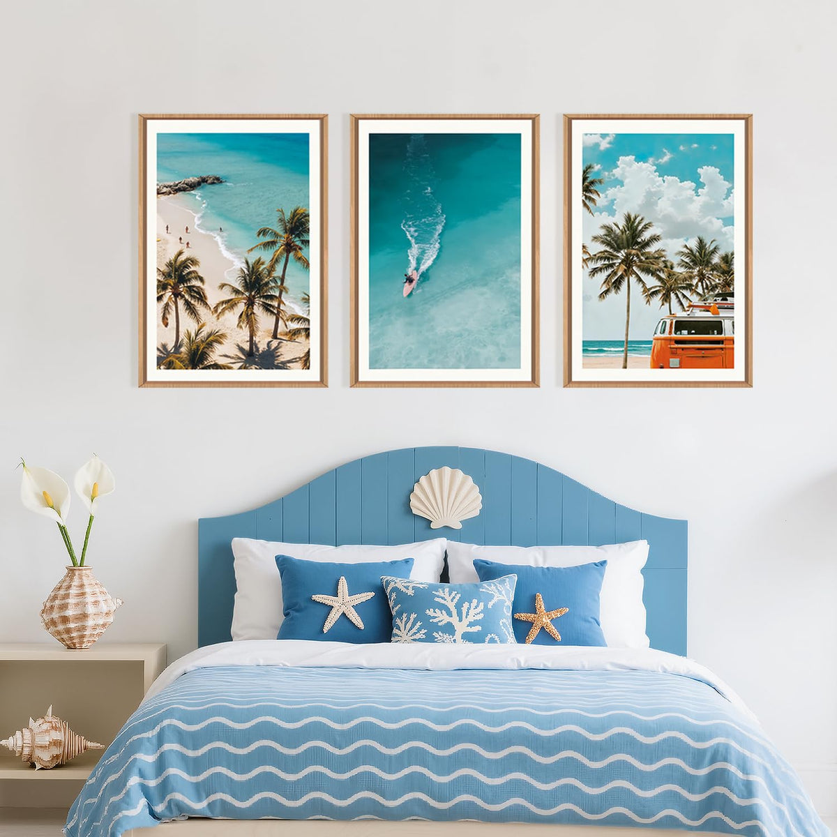 Large Nature Surfboard Beach Framed Canvas Wall Art (Beach Surfing Wall Art / 36"L x 24"W)