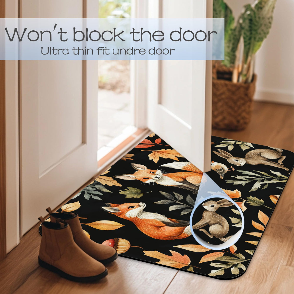 Retro Fox Bathroom Rug 29.5"x17" (Retro Fox Leaves)