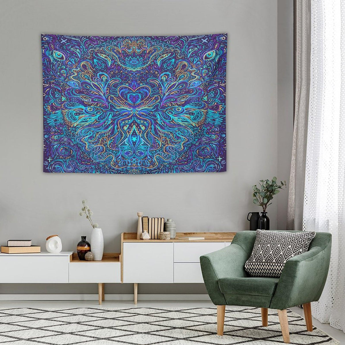 Hippie Bohemian Mandala Tapestry Wall Hanging Indian Gypsy Abstract Flower Floral Texture Print Tapestries Home Decor for Living Room Bedroom Apartment Farmhouse Dorm 30"x40" (30"L x 40"W / Mandala-8)