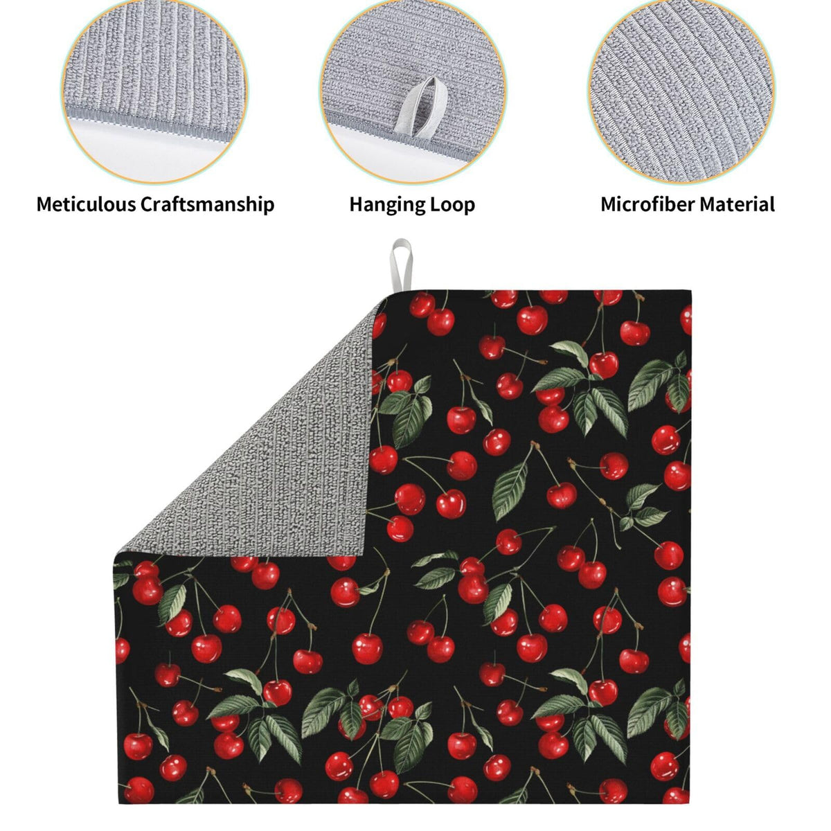 Red Fruit Cherry Dish Drying Mat For Kitchen Counter Dry Mats Microfiber Dish Drainer Mat Protector Pad Absorbent Fast Drying Kitchen Must (Red Fruit Cherry / 18" x 16")