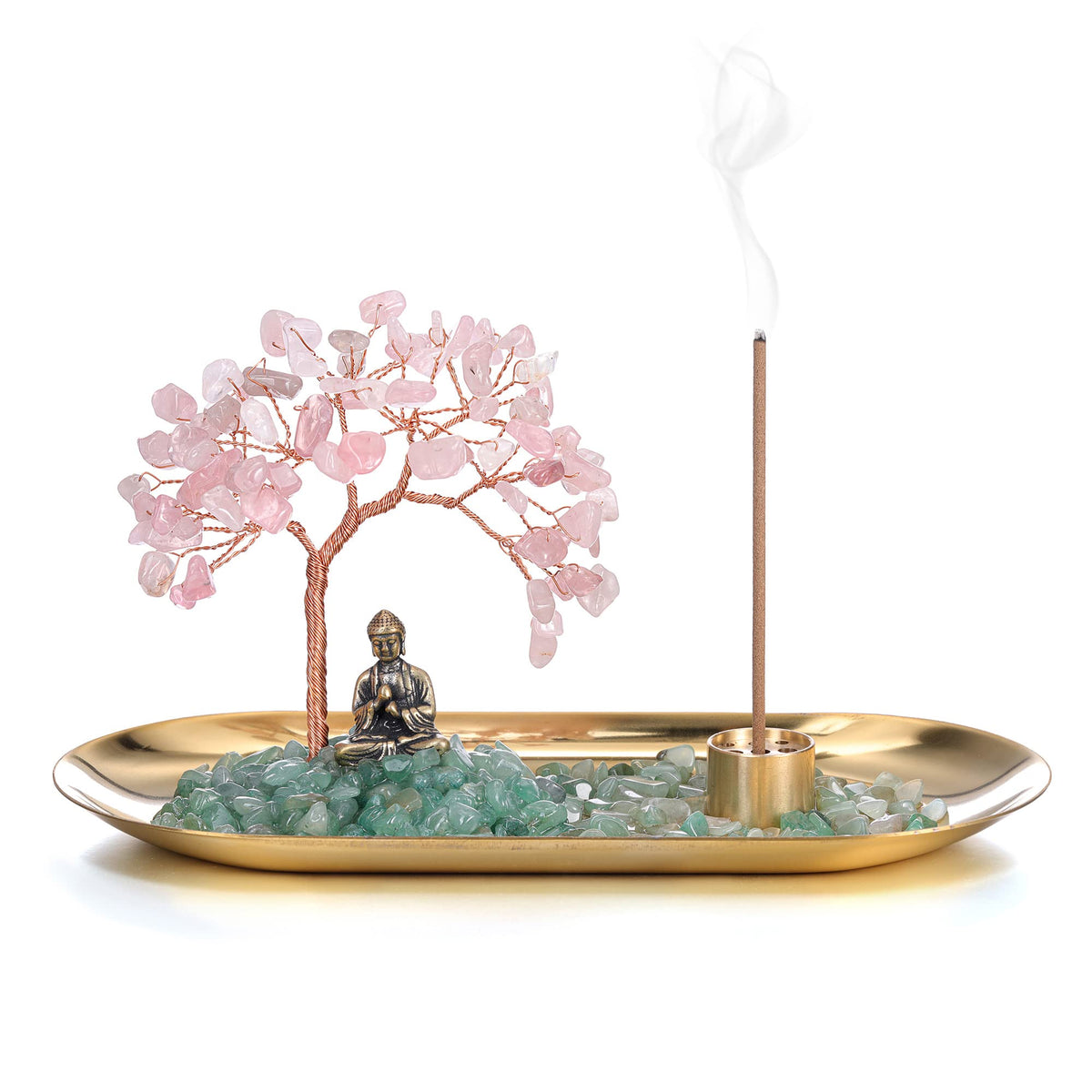 Crystal Incense Holder for Sticks (Rose Quartz)