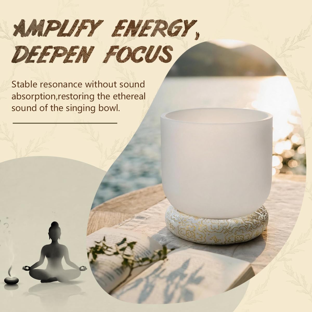 Singing Bowl Cushion for Crystal & Tibetan Singing Bowls (WhiteGold / 6.7 Inch)