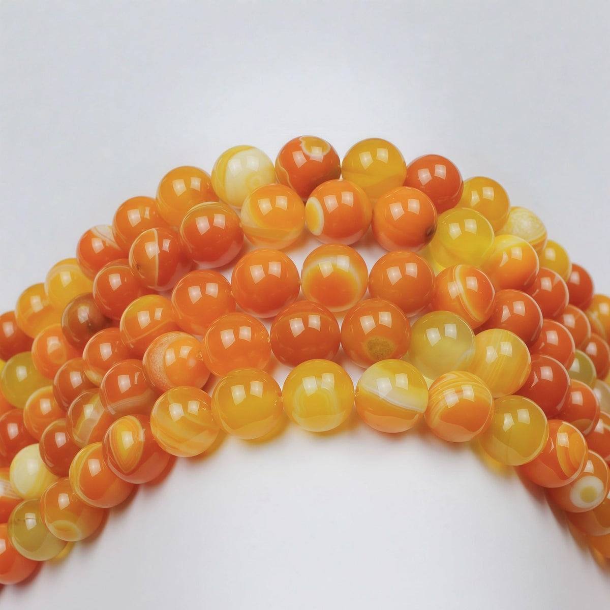 Natural Stone Beads Orange Stripe Agate Round Loose Beads for Jewelry Making DIY Bracelet Necklace (Orange Stripe Agate / 10mm)