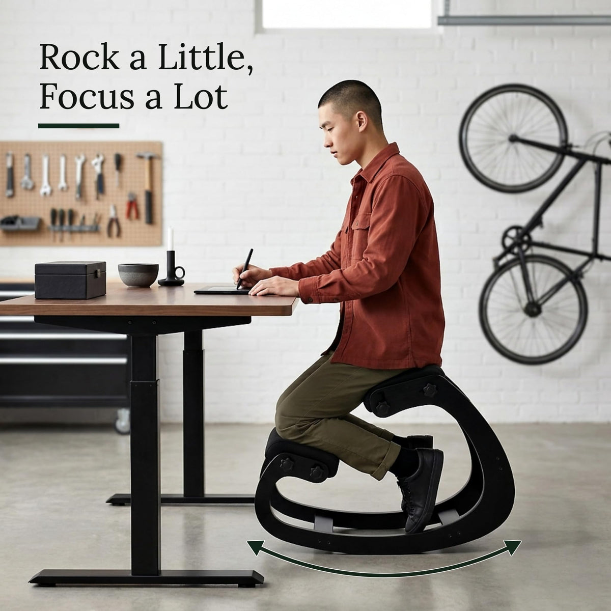 Ergonomic Kneeling Chair with Adjustable Seats (All Black / Classic)