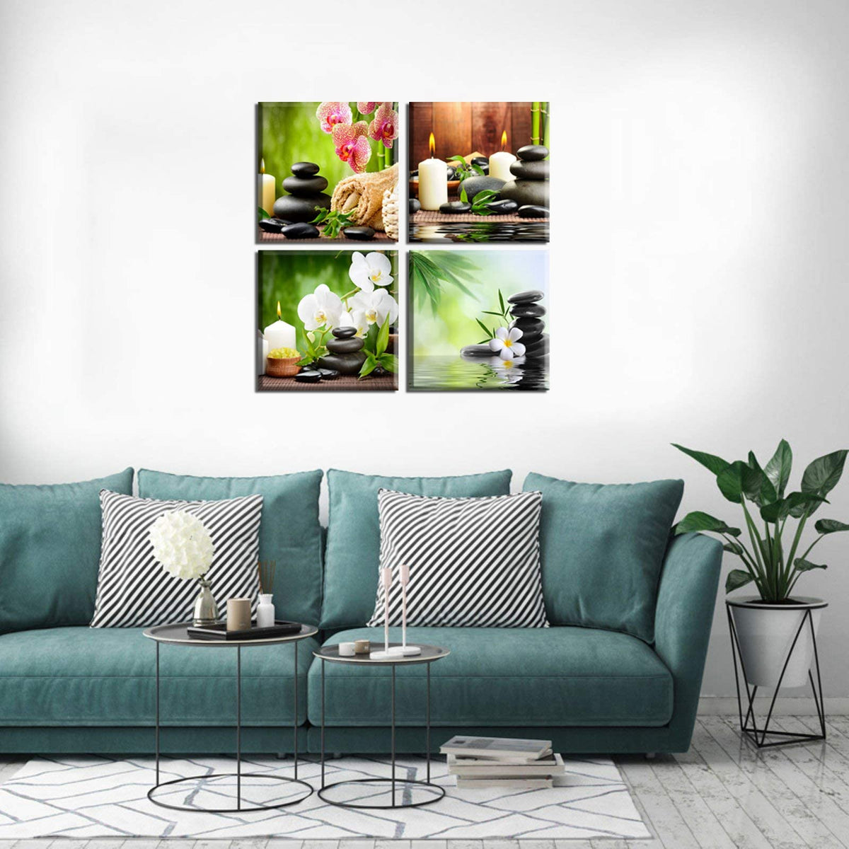Spa Massage Treatment Wall Art (16X16inchX4 / orchid &zen)