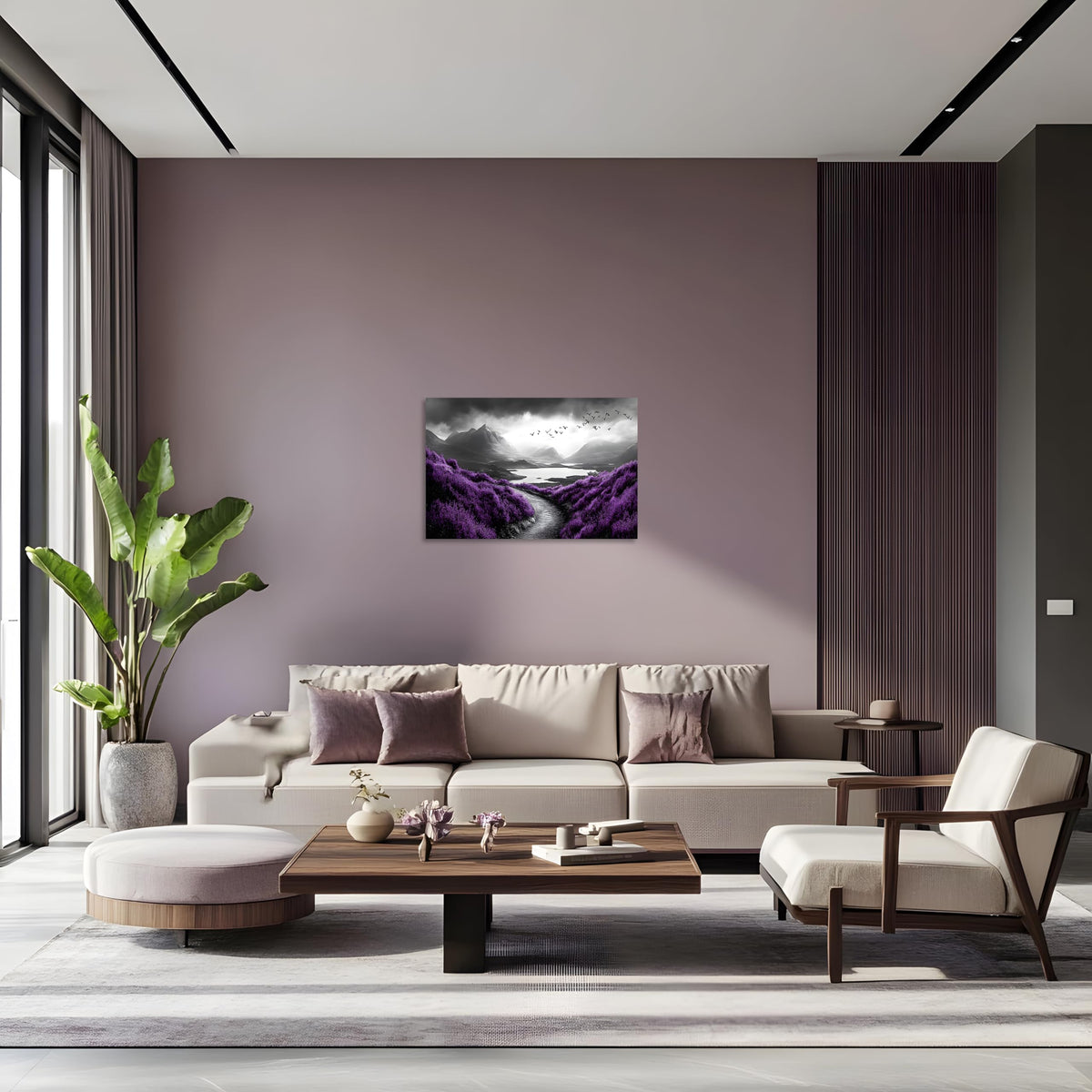 1 Panel Purple Picture for Bedroom Purple Flowers Landscape Paintings Canvas Wall Art Purple Pictures on Canvas Stretched and Framed for Home Decor Living Room Bedroom Wall Art 16x24 inch (24"L x 16"W / Purple Flower 11)