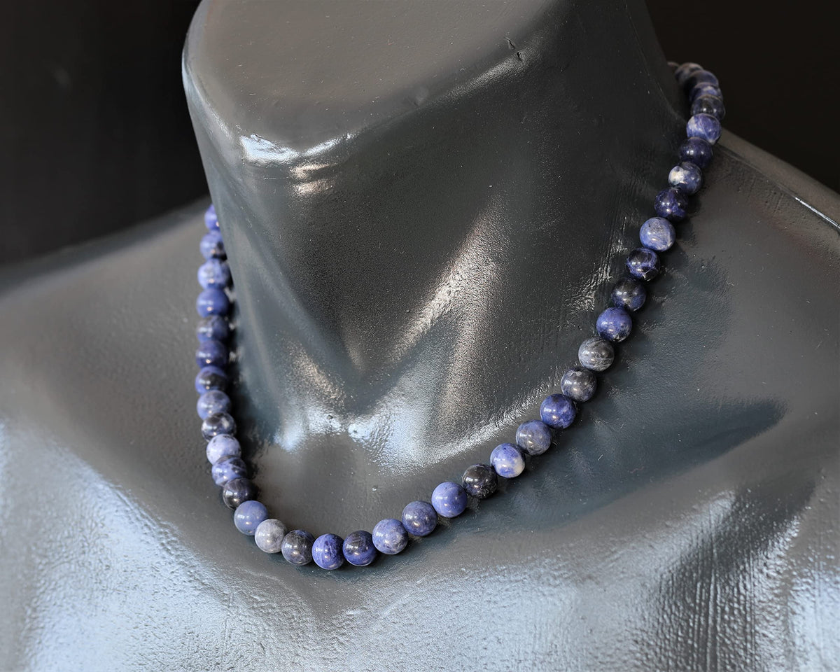 Natural Sodalite Beaded Choker Necklace (Sodalite / 14 Inches)