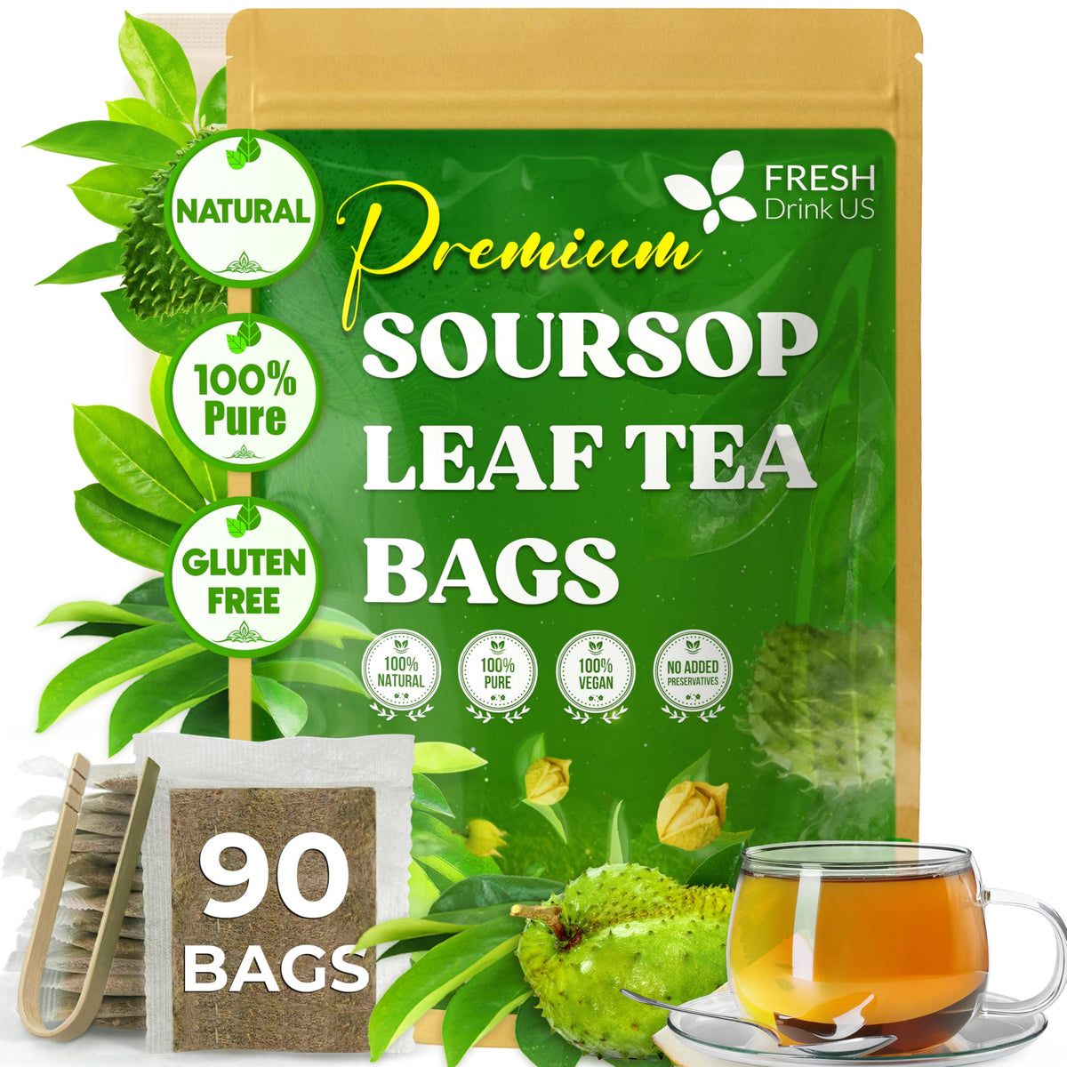 Premium Soursop Leaf Tea (90 Count)