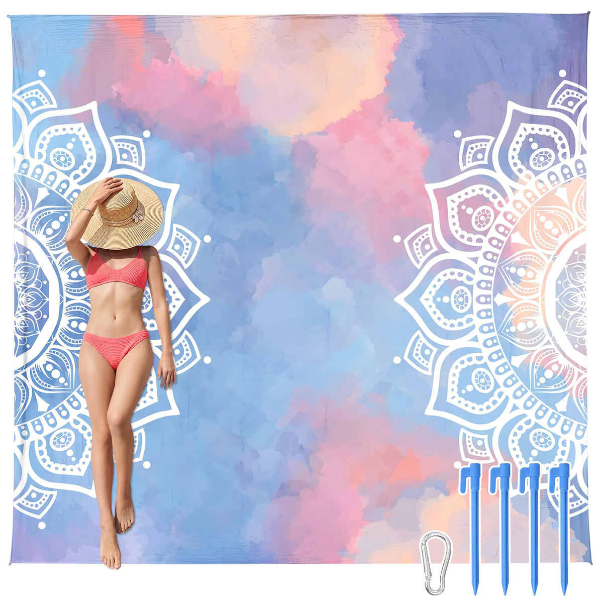 Beach Blanket Waterproof Sandproof (Mandala / 79“×83”)