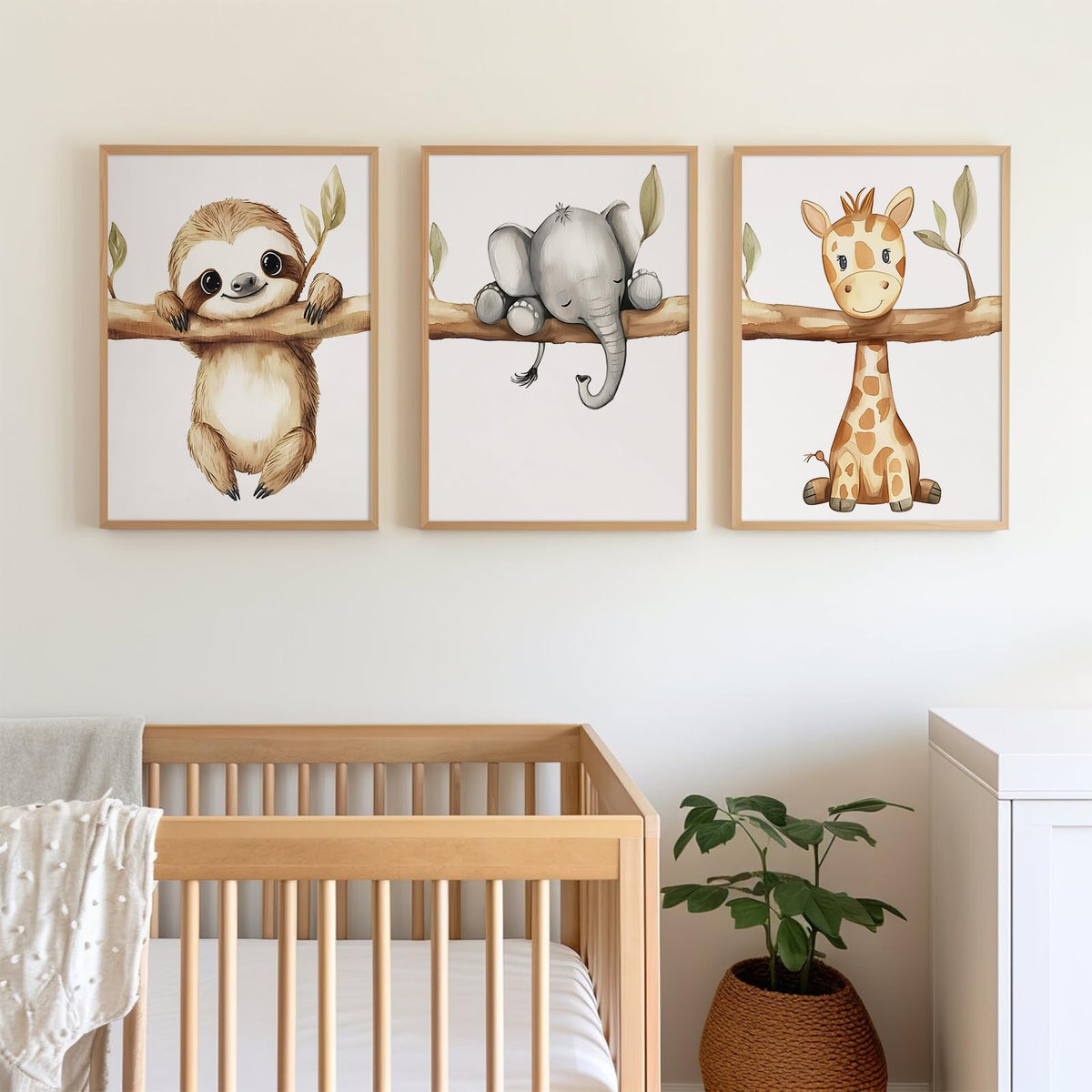Nursery Animal Wall Art Decor Baby Boy Room Pictures Jungle Safari Nursery Canvas Wall Decor Woodland Animal Poster Jungle Elephant Prints Artwork for Boy Kids Girl Bedroom 8x10x3 Inch Unframed (8x10 Inch Unframed / Animal Hang Tree Prints)