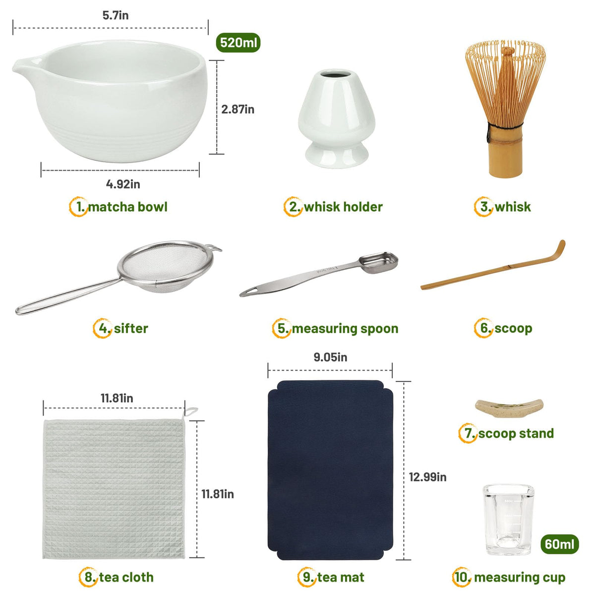 Matcha Whisk Set (10-PC Zen-Gray)