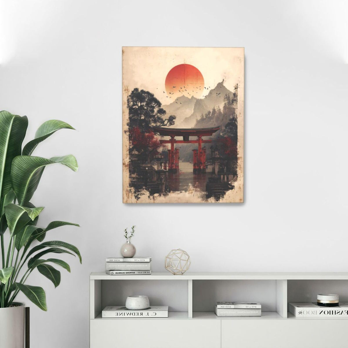 Japanese Shrine Wall Art Oriental Asian Wall Decor Japan Traditional Canvas Pictures Chinese Aesthetic Paintings Prints China Artwork Framed Decorations For Bedroom Living Room Office Gifts 16" x 20" (Shrine / 20"L x 16"W)