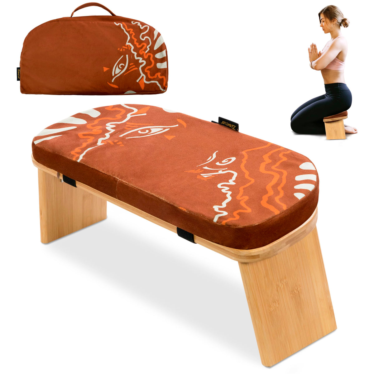 Bamboo Meditation Bench with Cushion (Brown)