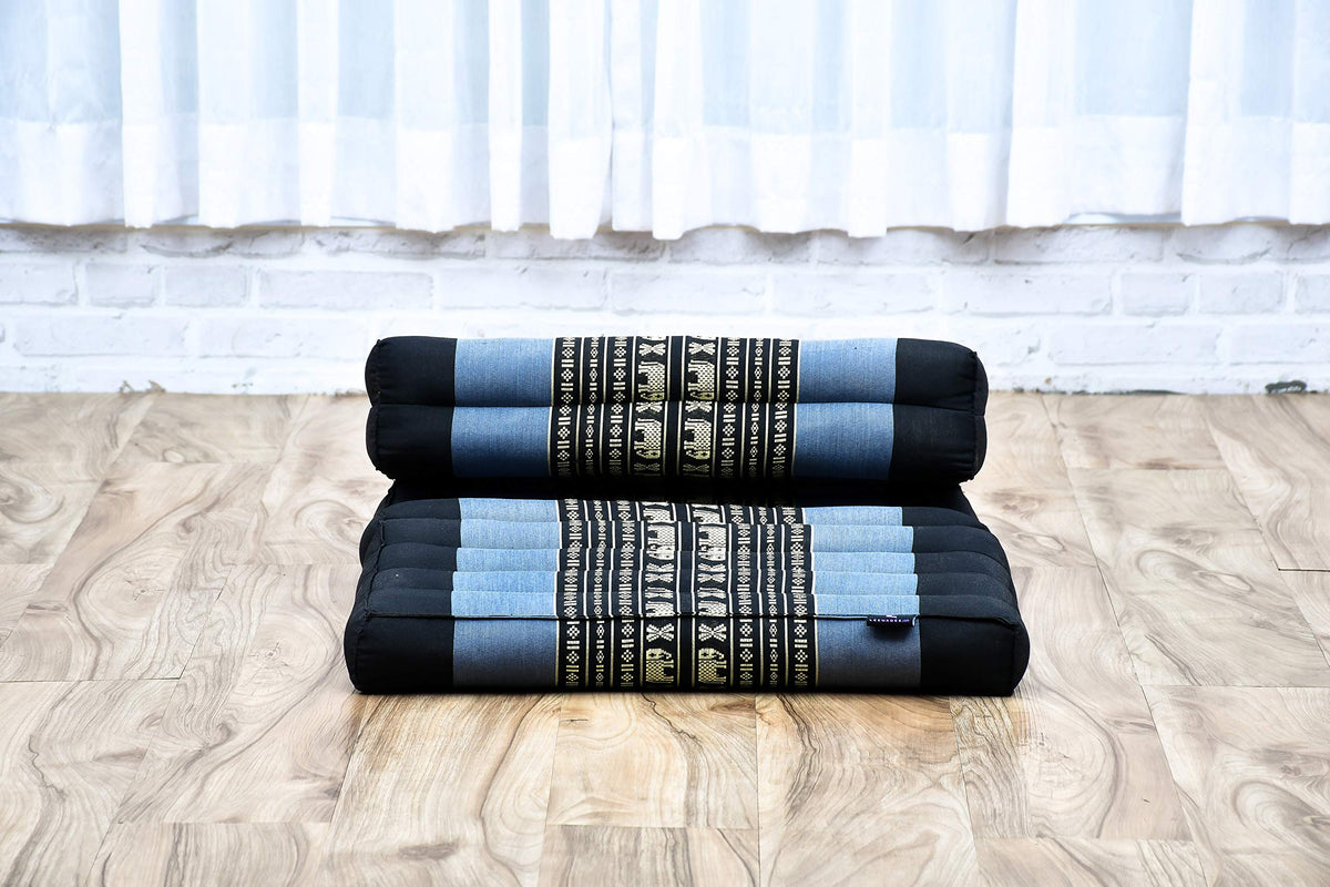 Foldable Meditation Cushion 20 x 28 x 4.5 inches Kapok Floor Seat (Sf15 - Blue)