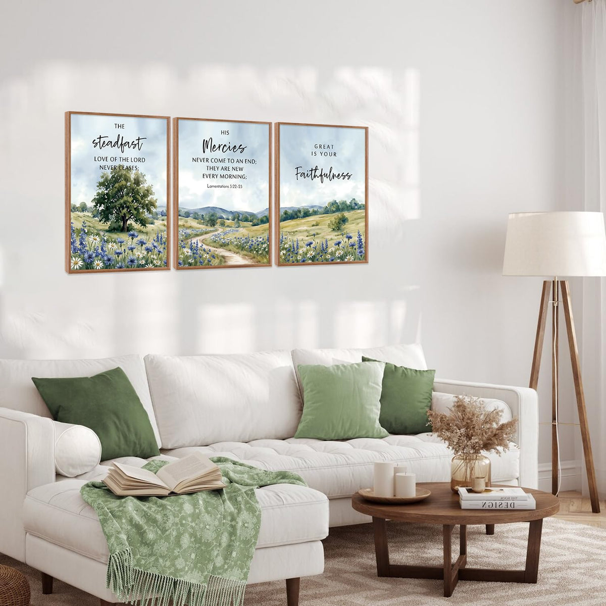 Christian Bible Verse Framed Canvas Wall Art Set Of 3 (Scripture B)