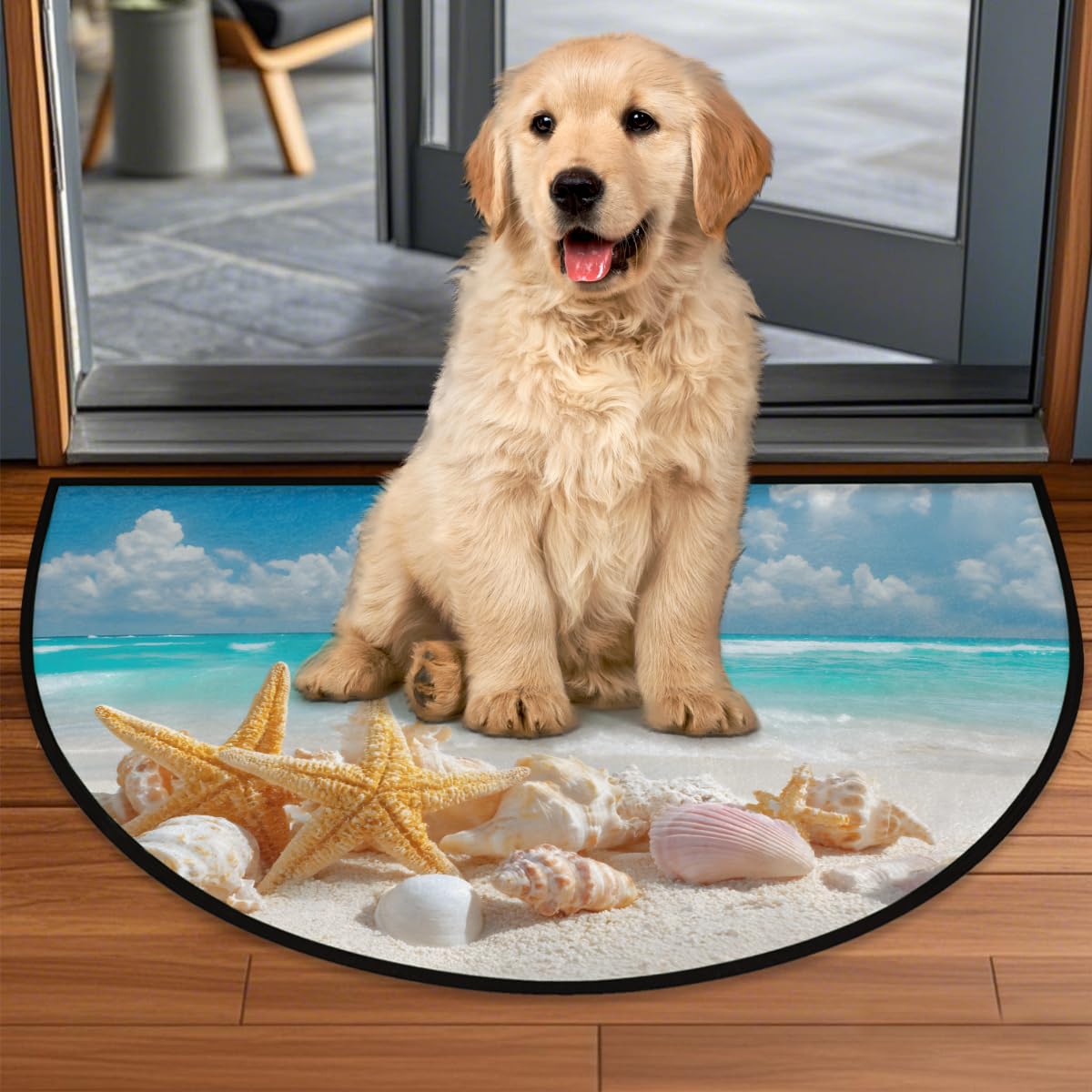 Front Door Mat Indoor Outdoor Entrance (A-01 Beach Ocean Starfish)