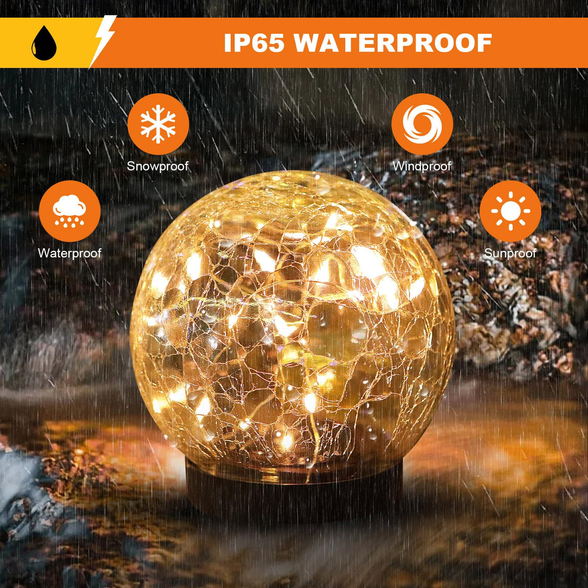 Solar Globe Lights Outdoor Waterproof (Warm White / 4 globes)