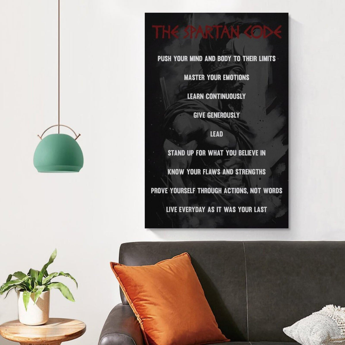 The Spartan Code Abstract Art Printed Canvas Printing Wall Art Prints Wall Decor Posters Dark Warrior Philosophy Motivational Black Red Living Room Bedroom Office Gym Decor 08x12inch (style-11 / 08x12inch(20x30cm) Unframe)
