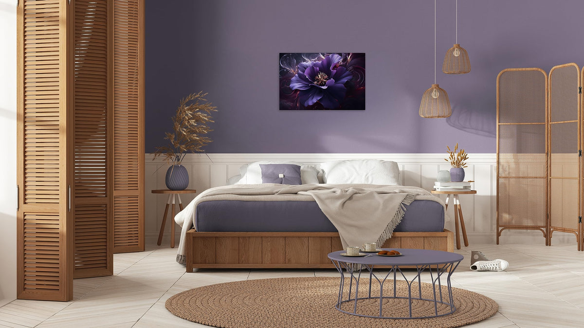 1 Panel Purple Picture Wall Art Purple Canvas Wall Art Flower Pictures Abstract Flower Print on Canvas Flowers Art for Bedroom Home Decor Living Room Stretched and Framed 20x30 inch (30"L x 20"W / Purple Flower 6)