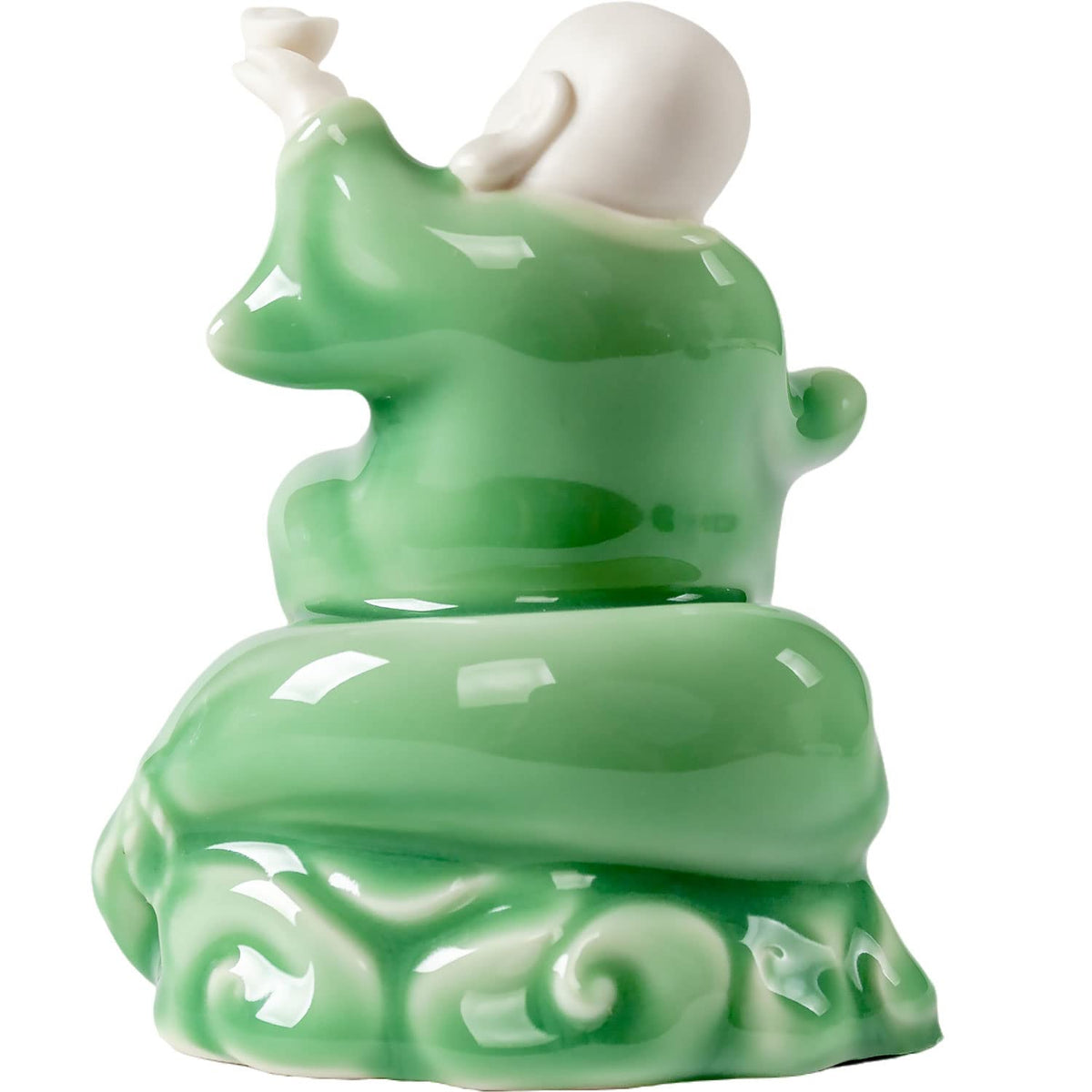Small Green Fat Laughing Buddha Statue for Good Luck (Money Buddha)