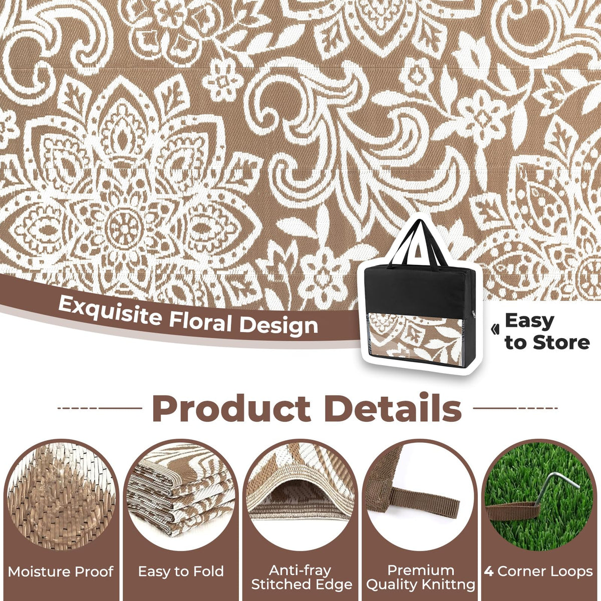 Waterproof Outdoor Rug 9' x 12' (Brown / 9' x 12')