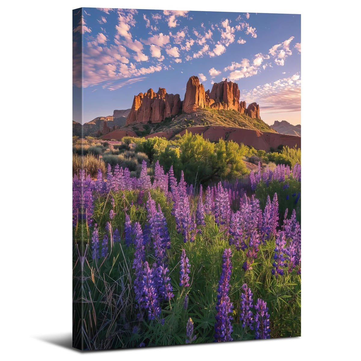 Large Lavender Scenery Wall Art Floral Field Scenic Wall Decor Mountain Landscape Canvas Pictures for Living Room Office Purple Flowers Poster Aesthetic Artwork for Bedroom Home Decoration 24x36" (36"L x 24"W / Lavender)