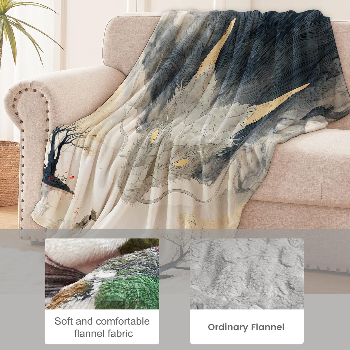 Dragon Art Blanket for Mythical and Fantasy Lovers (80x60 Inch / Dragon)