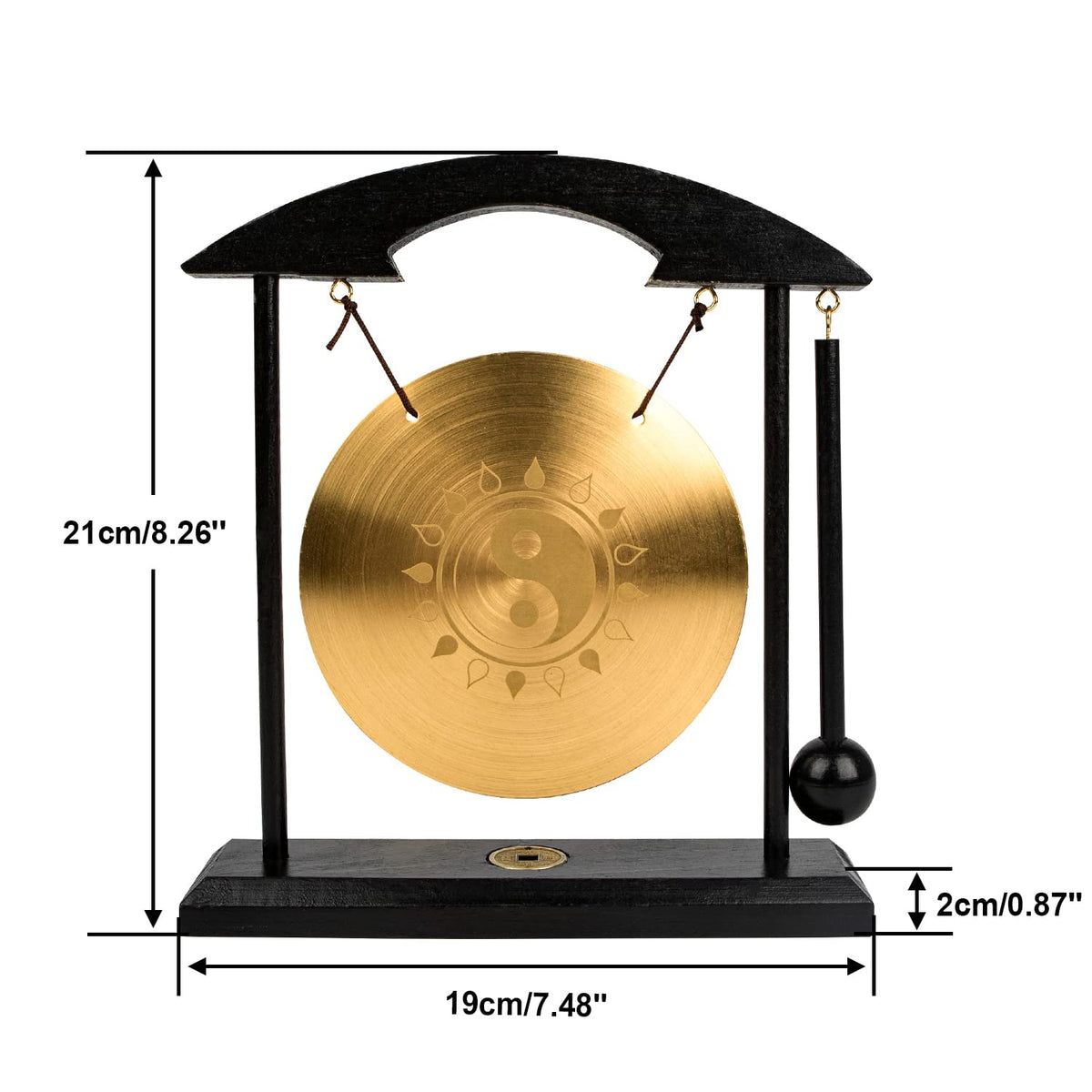 Zen Art Tabletop Brass Gong Yin Yang Water Fire Taiji Feng Shui Desk Decor (Taiji)