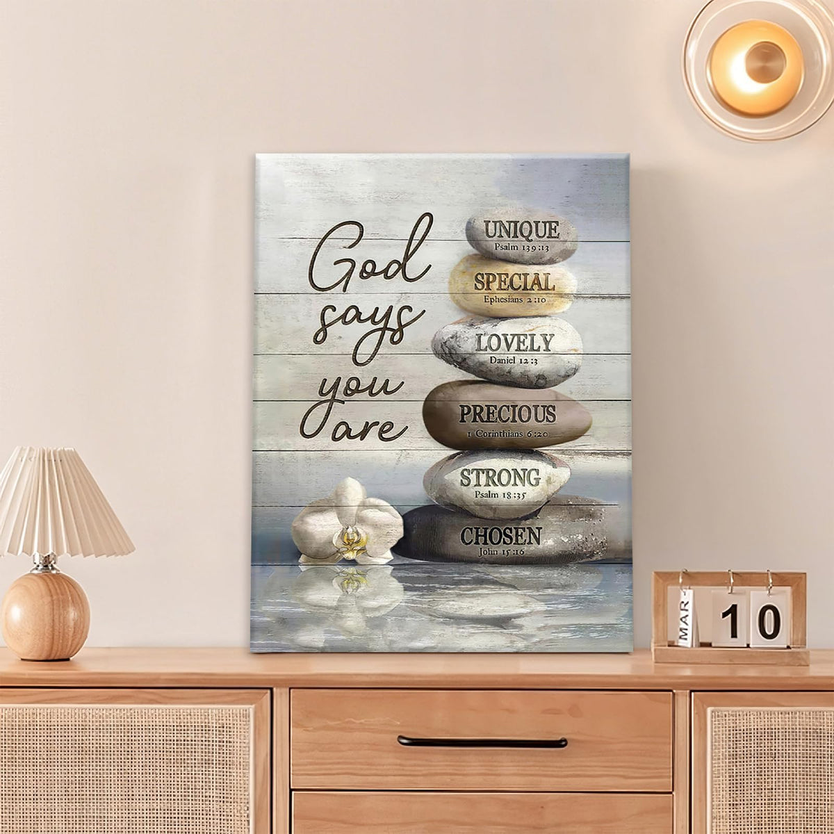 Farmhouse Bathroom Wall Art Rustic Zen Stone Pictures Decor God Says You Are Christian Bible Verse Canvas Country Painting Modern Framed Prints Artwork for Home Bedroom Living Room 16"x24" (16L" x 24W" / Zen Stone)