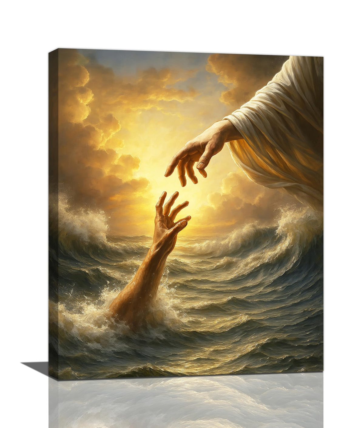 Jesus Wall Art Christian The Hand of God Wall Decor Religious Bible Canvas Paintings Pictures Christ Prints Artwork Framed Decorations For Church Prayer Room Bedroom Living Room Gifts 16" x 20" (Jesus / 20"L x 16"W)