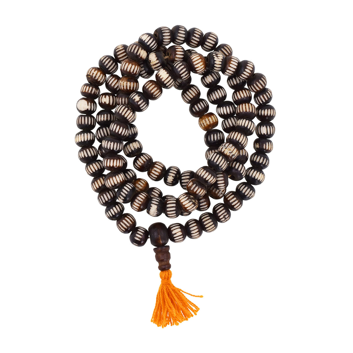 108 Tibetan Buddhist Prayer Beads for Men Women (Brown Carved)