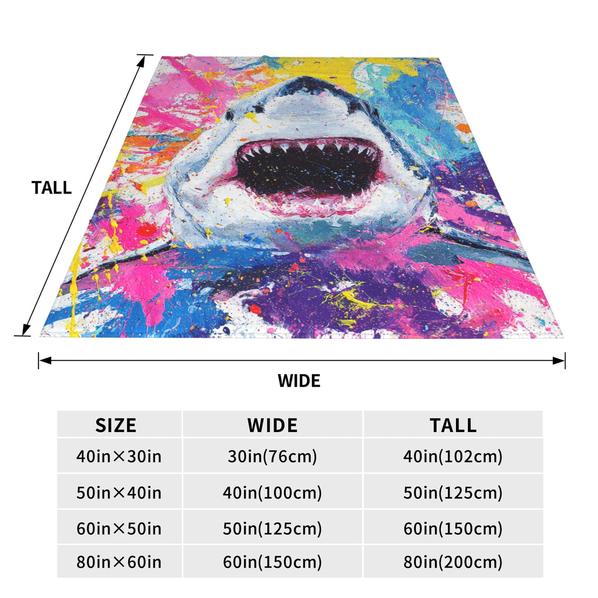 Graffiti Shark Throw Blanket Wildlife Gift Room Decor 30"x40" (Graffiti Shark / 30"X40")