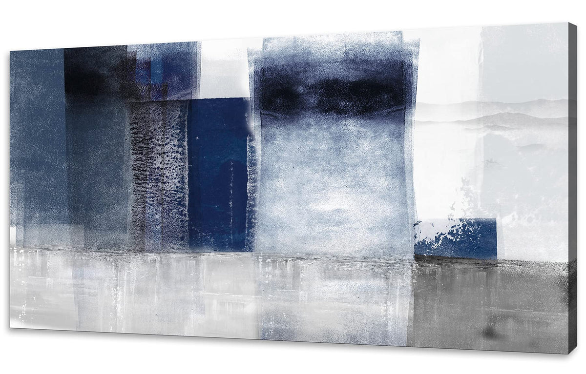 Canvas Abstract Artwork for Wall Decor Blue and Gray Abstract Wall Art Canvas Prints for Living Room Bedroom Office Wall Decor Bathroom Decor Home Decor Poster Print Size (48"L x 24"W / Gray abstract)
