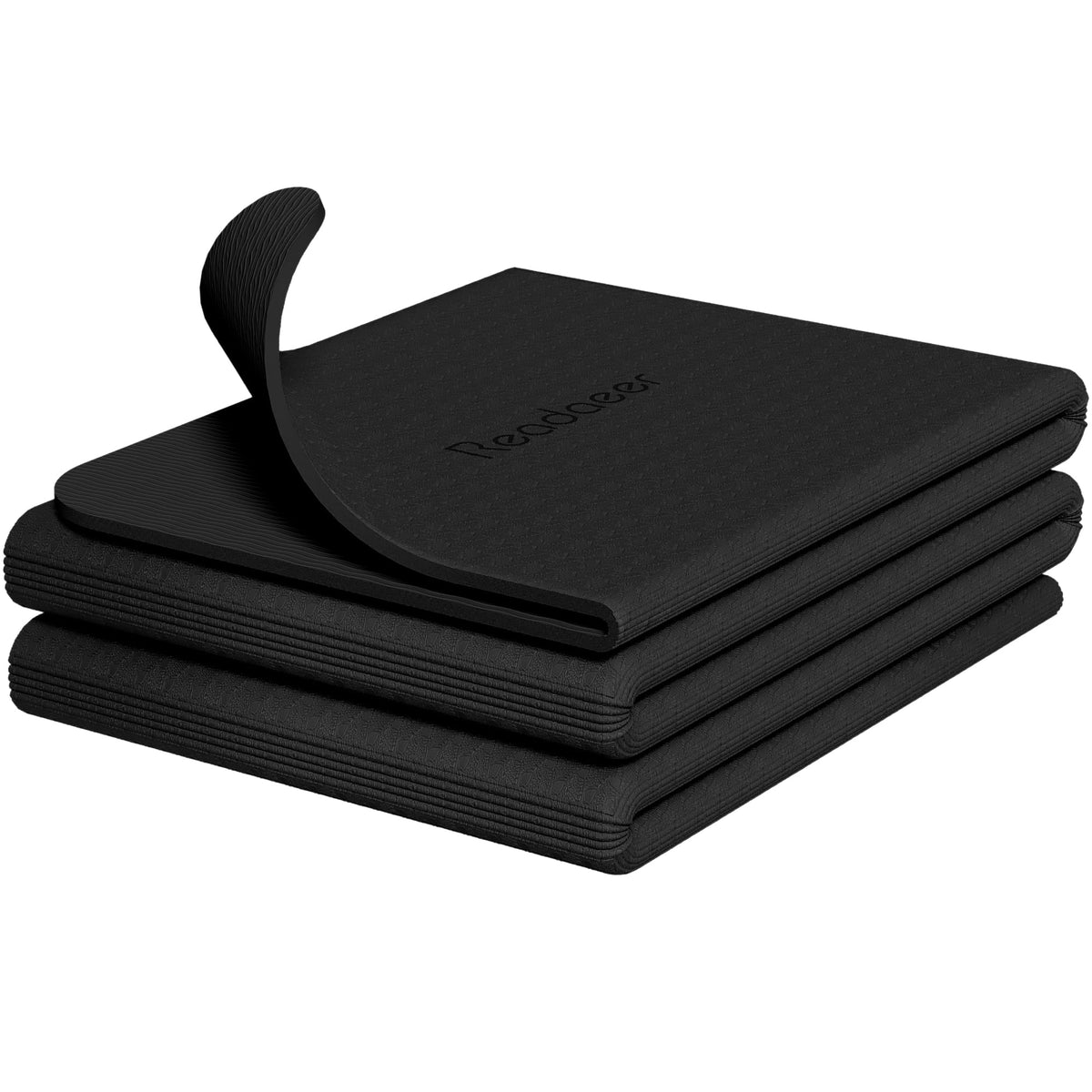 Foldable Yoga Mat for Travel Folding Yoga Mat 6mm Thick with Carrying Bag (Black)